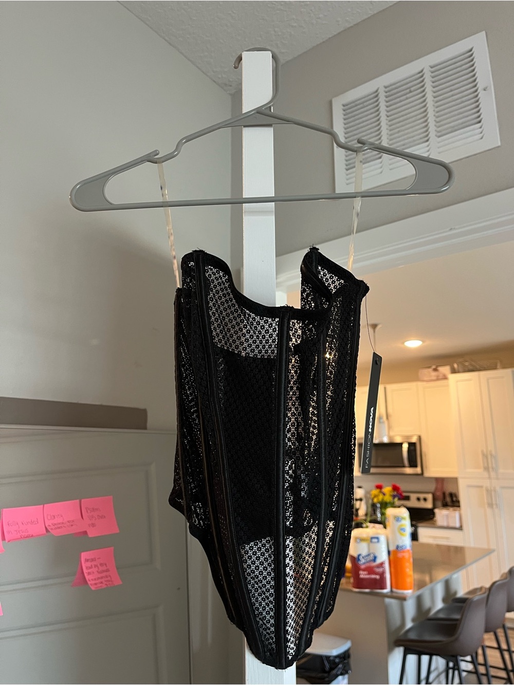 Fashion Nova Black Sheer Lace Bodysuit Corset